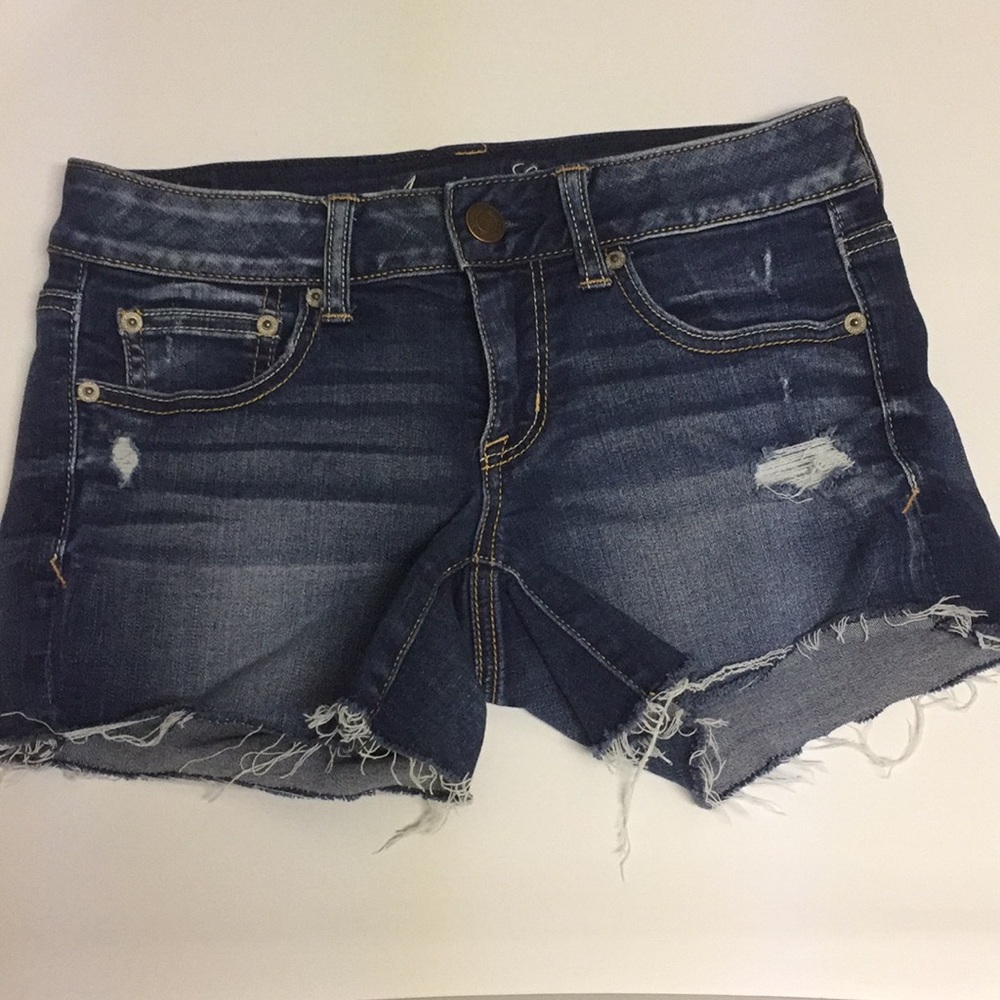 American Eagle Women's Junior's Distressed Denim Cut-off Shorts Stretch Size 4